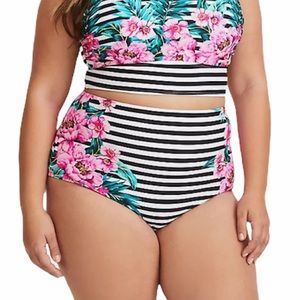 Torrid Floral Stripe High Waist Bikini Bottom—3